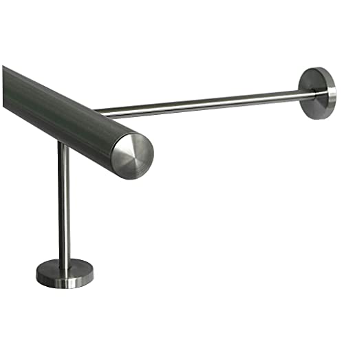 TIBU Fußstütze V2A Edelstahl Ø 33,7 mm 30-590 cm, Länge= 390 cm 5 Paar Halter 15/30 cm Barstange Tresenstange von TIBU