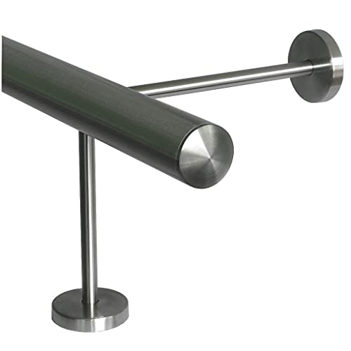 TIBU Fußstütze V2A Edelstahl Ø 42,4 mm 30-590 cm, Länge= 130 cm 2 Paar Halter 15/20 cm Barstange Tresenstange von TIBU