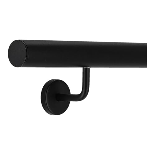 TIBU Handlauf Aluminium Schwarz Geländer 30-600cm Wandhandlauf Treppe gewinkelte Edelstahlhalter, Länge 480 cm mit 5 Halter und gerade Kappe TIBU Handlauf Aluminium Schwarz Geländer 30-600cm Wandhandlauf Treppe gewinkelte Edelstahlhalter, Länge 480 cm mit 5 Halter und gerade Kappe von TIBU