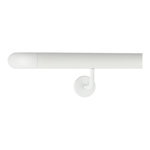 TIBU Handlauf Aluminium Weiß Geländer 30-600cm Wandhandlauf Treppe gewinkelte Edelstahlhalter, Länge 270 cm mit 3 Halter und Bogen zur Wand TIBU Handlauf Aluminium Weiß Geländer 30-600cm Wandhandlauf Treppe gewinkelte Edelstahlhalter, Länge 270 cm mit 3 Halter und Bogen zur Wand von TIBU