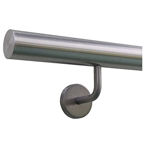 TIBU Handlauf Edelstahl 33,7 mm Geländer 0,3m - 6m, Länge 240 cm, Ende gerade Kappe und gewinkelte Halter TIBU Handlauf Edelstahl 33,7 mm Geländer 0,3m - 6m, Länge 240 cm, Ende gerade Kappe und gewinkelte Halter von TIBU