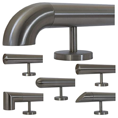 TIBU Edelstahl Handlauf 30-600cm Wandhandlauf 33,7 mm Treppengeländer mit geraden Edelstahlhalter - Länge 420 cm und Ende Bogen zur Wand TIBU Edelstahl Handlauf 30-600cm Wandhandlauf 33,7 mm Treppengeländer mit geraden Edelstahlhalter - Länge 420 cm und Ende Bogen zur Wand von TIBU