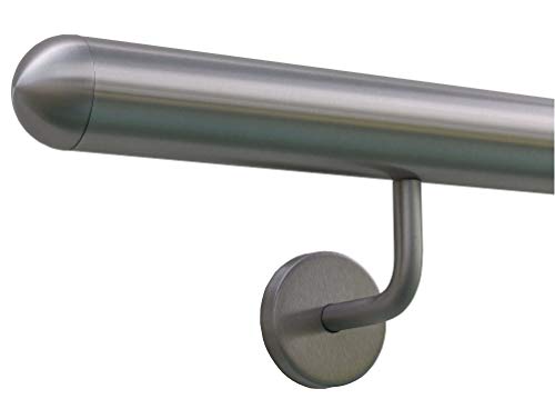 TIBU Handlauf Edelstahl 33,7 mm Geländer 0,3m - 6m, Länge 430 cm, Ende halbrunde Kappe und gewinkelte Halter TIBU Handlauf Edelstahl 33,7 mm Geländer 0,3m - 6m, Länge 430 cm, Ende halbrunde Kappe und gewinkelte Halter von TIBU