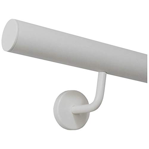 TIBU Handlauf Edelstahl weiß pulverbeschichtet 42,4 mm Geländer innen außen wetterfest, Länge 230 cm mit 3 Halter Enden gerade Kappe TIBU Handlauf Edelstahl weiß pulverbeschichtet 42,4 mm Geländer innen außen wetterfest, Länge 230 cm mit 3 Halter Enden gerade Kappe von TIBU
