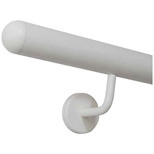 TIBU Handlauf Edelstahl weiß pulverbeschichtet 42,4 mm Geländer innen außen wetterfest, Länge 310 cm mit 4 Halter Enden halbrunde Kappe TIBU Handlauf Edelstahl weiß pulverbeschichtet 42,4 mm Geländer innen außen wetterfest, Länge 310 cm mit 4 Halter Enden halbrunde Kappe von TIBU