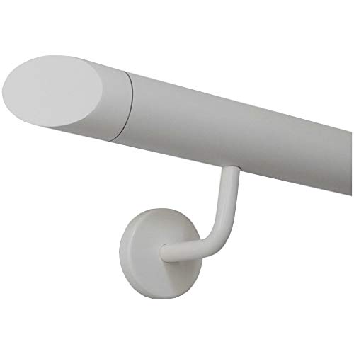 TIBU Handlauf Edelstahl weiß pulverbeschichtet 42,4 mm Geländer innen außen wetterfest, Länge 330 cm mit 4 Halter Enden schräges Endstück TIBU Handlauf Edelstahl weiß pulverbeschichtet 42,4 mm Geländer innen außen wetterfest, Länge 330 cm mit 4 Halter Enden schräges Endstück von TIBU