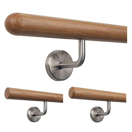TIBU Handlauf Holz Eiche Ø 35 mm Geländer Treppe 0,3m - 5m, Länge 30 cm und Enden Halbkugel gefräst von TIBU