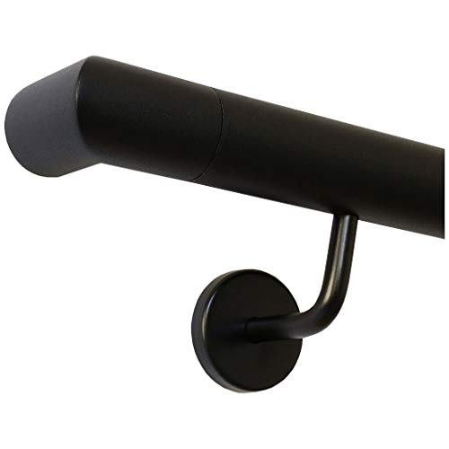 TIBU Handlauf Schwarz pulverbeschichtet V2A Edelstahl Geländer innen außen wetterfest beständig 310 cm mit 4 Halter und Ecke zur Wand TIBU Handlauf Schwarz pulverbeschichtet V2A Edelstahl Geländer innen außen wetterfest beständig 310 cm mit 4 Halter und Ecke zur Wand von TIBU