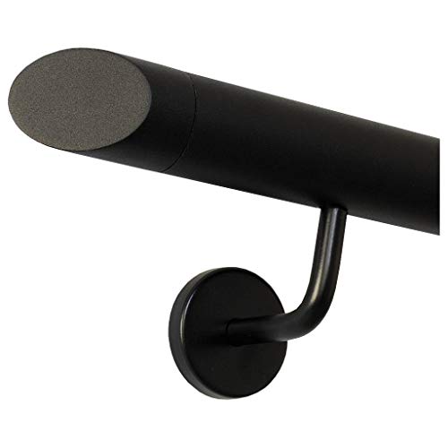 TIBU Handlauf Schwarz pulverbeschichtet V2A Edelstahl Geländer innen außen wetterfest beständig 310 cm mit 4 Halter und schräges Endstück TIBU Handlauf Schwarz pulverbeschichtet V2A Edelstahl Geländer innen außen wetterfest beständig 310 cm mit 4 Halter und schräges Endstück von TIBU