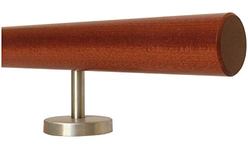 TIBU Mahagoni Geländer Handlauf Treppe Holz Griff 30-500 cm gerade Edelstahl Halter, Länge 300 cm mit 4 gerade Halter - Enden gefast TIBU Mahagoni Geländer Handlauf Treppe Holz Griff 30-500 cm gerade Edelstahl Halter, Länge 300 cm mit 4 gerade Halter - Enden gefast von TIBU