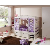 Hausbett MINI Prinzessin Lila Var 3 - mit 3er Funktionsschubkasten - inkl. Matratze von TICAA