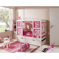 Hausbett MINI Prinzessin Rosa Var 4 - mit 2er Schubkästen - inkl. Matratze von TICAA