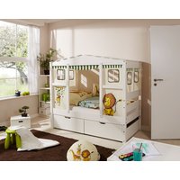 Hausbett MINI Safari Var 4 - mit 2er Schubkästen - inkl. Matratze von TICAA