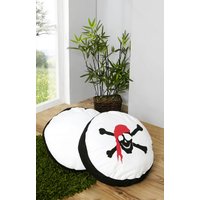 2er Kissen-Set rund Pirat schwarz-weiß 2er Kissen-Set rund Pirat schwarz-weiß von TICAA