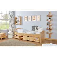 Einzelbett Leni Kiefer Var 3 - mit 4er Funktionsschubkasten von TICAA
