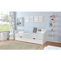 Einzelbett Leni Kiefer weiß Var 4 - mit 2er Schubkästen von TICAA