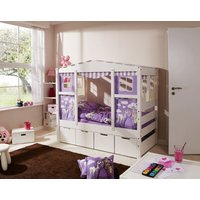 Hausbett MINI Prinzessin Lila Var 1 - mit Zusatzbett - inkl. 2 Matratzen von TICAA