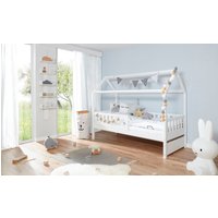 Ticaa Hausbett "Traumhaus", Hausbett, aus Kiefer Massivholz, inkl. Rollrost von TICAA