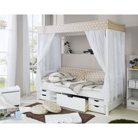 Himmelbett Beige Var. 3 - mit Funktionsschubkasten - von TICAA