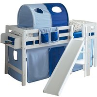 Podestbett mit Rutsche "Tino" Buche weiß "hellblau-dunkelblau" von TICAA