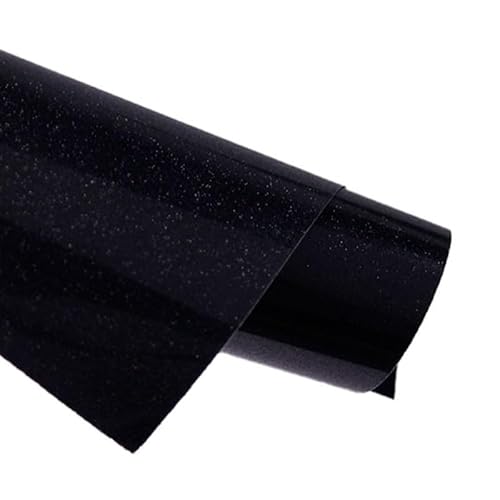Glitzer Plotterfolie Textil, Transferfolie Plotter Flexfolie, 12"x5 ft Glitzer Heat Transfer Vinyl Rolle Glitzer HTV Vinyl für DIY Kleidung, Taschen und Stoffe (schwarz) von TICFOX