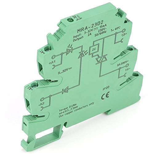 PLC Schnittstellenrelais, Halbleiterrelais DIN Schienenrelais, MRA-23D2 2A Ultradünnes 6,2 mm Halbleiterrelaismodul Eingang 3–32 VDC SPS Schnittstelle Spannungsrelais Schalter DIN Schiene von TICFOX