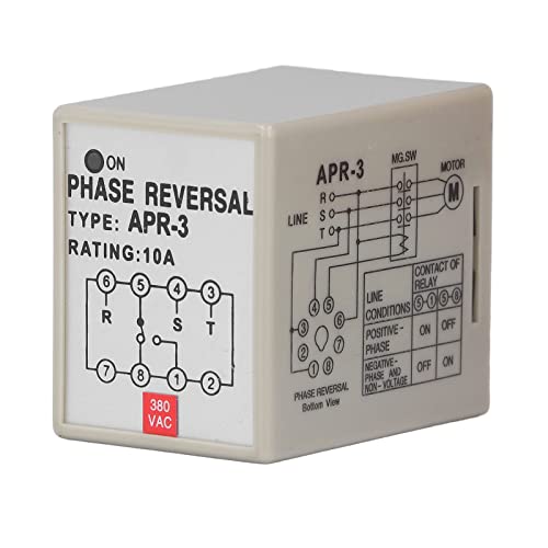 Phasenüberwachungsrelais, 3 Phasen Folgerelais Controller, 10A APR-3 Phasensequenzrelais Verlustumkehrschutz Steuergerät für Motor zur Verhinderung der Phasenumkehr(380V) von TICFOX