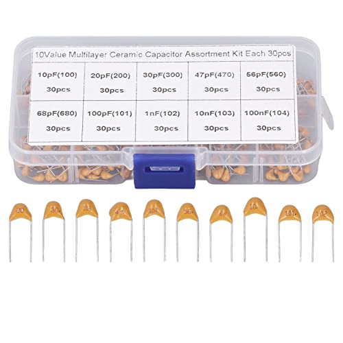 TICFOX 300PCS Kapazität Monolithische Keramik Kondensator Kapazität Stabilisierung Keramik Chip Kondensator Sortiment Kit 10PF zu 100NF von TICFOX