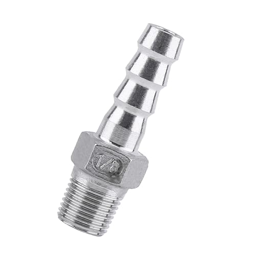 TICFOX Edelstahl-Barb-Steck Verbinder, SS304 Herren-Gewinde-Rohr Verschraubung Barb-Schlauch-Anschluss BSPP 1/8 "~ 3/4" für Luft-Kraftstoff-Wasser (1/8 ''*8mm) von TICFOX