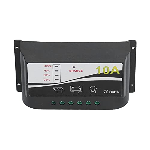 TICFOX Solar Lade und Entladeregler, Solar Ladegerät Controller, 12V/24V 10A Solar Laderegler Regler Haltbares ABS Gehäuse Solarpanel Ladegerät Entladeregler für Sonnenkollektoren und Batterien von TICFOX