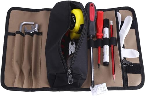 TICFOX Werkzeug Rolltasche,Aufrolltasche Für Hardware-Werkzeuge Canvas Mehrzweck Werkzeugrolle Rolltasche für Haushalt, Handwerker Elektriker, Autos von TICFOX