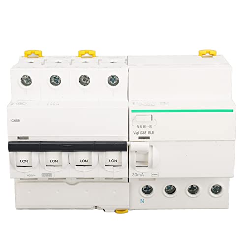Ticfox AC-Miniatur-Leistungs Schalter, AC400V PA66 Flamm Schutzsc Halter 4P und N Leistungs Schalter mit Lecks Chutz Zubehör (40a) von TICFOX