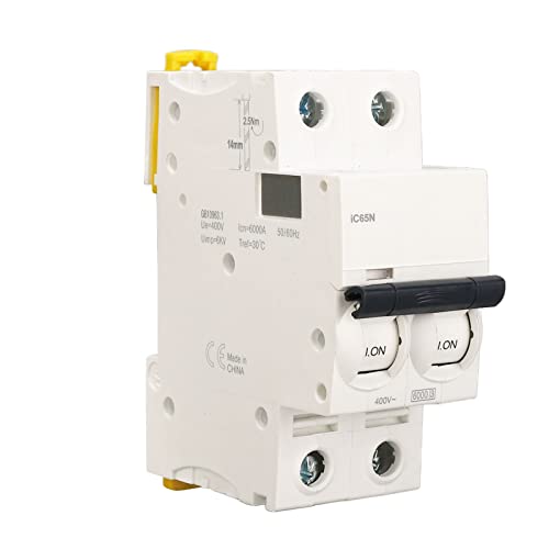 Ticfox AC Miniature Circuit Breaker, AC400V 2P Miniatur -Leistungsschalter -Steuerung Isolation Kurzer Überlastschutzluftschalter für Häuser, Gewerbliche Gebäude (6a) von TICFOX
