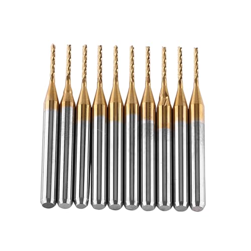 Ticfox Endmühle CNC -Router -Bits, Wolframbeschichtete Endmühle, 10pcs 3,175 Mmx1mm Wolfram -Carbid -Endmühle -Gravurbits Fräsenschneider für Plastikfaser Holz von TICFOX