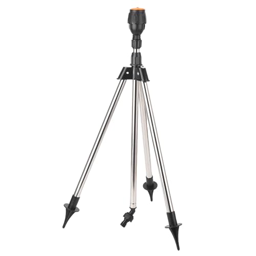 Ticfox Gartenstativ Rotierender Sprinkler, Rotierender Stativsprinkler 360 Grad Große Flächenabdeckung Einstellbare Höhe Stativsprinkler für Rasen Garden Yard von TICFOX