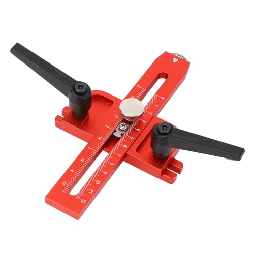 Ticfox Thin Rip Jig Tischsägen -Jig -Guide, Tischsägen -Jig -Handbuch mit Roller Dual -Skala -Holzbearbeitung Dünne Rissführung Anpassungen für 3/4x3/8 3/8x1/4 Zoll T Slot (Rot) von TICFOX