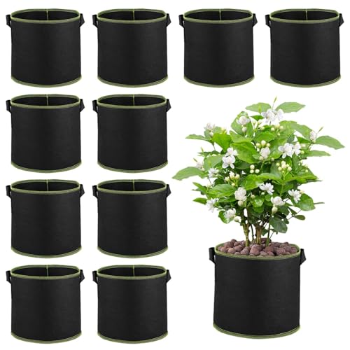 10er Set - 1 Gallone - 18 x 15 cm - atmungsaktive Pflanzbeutel für gesunde Pflanzen - Wiederverwendbar & einfach zu lagern von TICKLELY