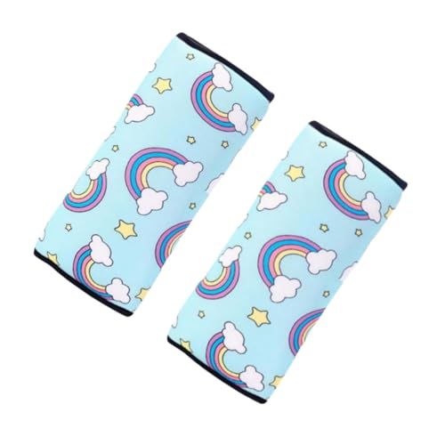 TICKLELY 2 Stück Gurtschoner, Gurtschoner Kinder Auto, Kinder Auto Gurtpolster Gurtschutz mit Regenbogenmuster, Autogurt Polster, für Auto Kinderwagen Erwachsene Reise (Blau) von TICKLELY