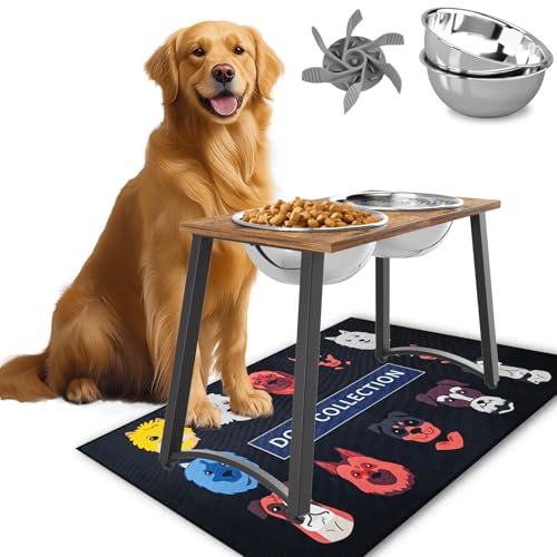 TIDANT Erhöhte Hundenäpfe für große Hunde mit langsamer Fütterung und Matte, 2,8 l Näpfe, hoher erhöhter Hundenapfständer TIDANT Erhöhte Hundenäpfe für große Hunde mit langsamer Fütterung und Matte, 2,8 l Näpfe, hoher erhöhter Hundenapfständer von TIDANT