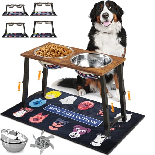 TIDANT Erhöhte Hundenäpfe für große Hunde mit langsamer Fütterung und Matte, 4 höhenverstellbare und 2,8 l Näpfe, hoher erhöhter Hundenapfständer TIDANT Erhöhte Hundenäpfe für große Hunde mit langsamer Fütterung und Matte, 4 höhenverstellbare und 2,8 l Näpfe, hoher erhöhter Hundenapfständer von TIDANT