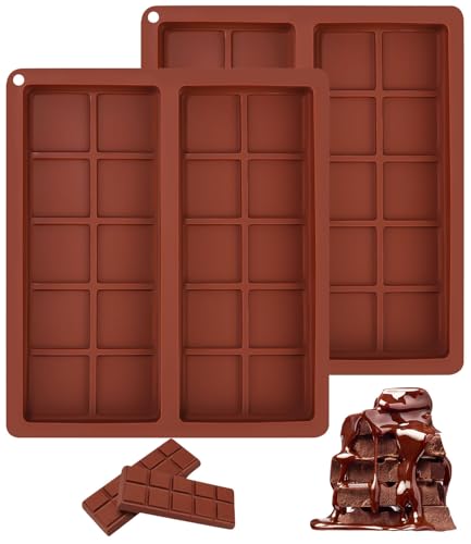 TIDEVAN 2 Stück Tief Silikonform Schokolade Tief Schokoladentafel Form Schokoladenform Silikon Schokolade Form Schokoladen Silikonform für DIY Nüsse Schokolade Backen Praline Süßigkeiten von TIDEVAN