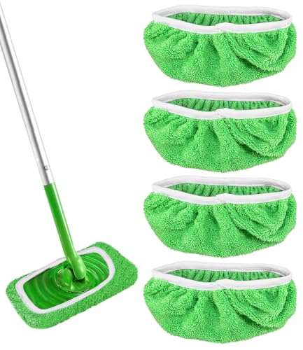 TIDEVAN 4 Stück Tücher Wiederverwendbare für Swiffer Sweeper Mop für Swiffer Bodentücher Tücher Mikrofaser Set Feuchte und Trocken Universell Bodentücher für Die Reinigung von Oberflächen von TIDEVAN