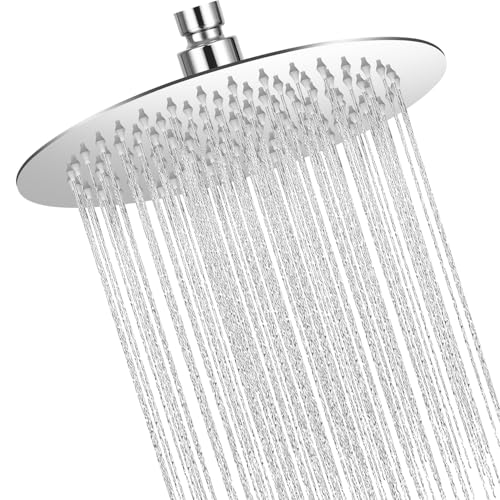TIDEVAN 8 Zoll(20cm) Regenbrause, Fester Duschkopf Regendusche 304 Regendusche Duschkopf Kopfbrause Dusche Kopfbrause 360° Verstellbar Duschkopf Regendusche mit Selbstreinigenden Düsen (Silber) von TIDEVAN
