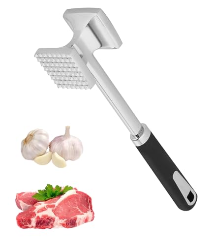 TIDEVAN Fleischhammer Fleischklopfer aus Edelstahl 27 cm Fleischklopfer Doppelseitig Antihaft Schnitzelklopfer aus Edelstahl Meat Tenderizer für Steak Schnitzel Koteletts Schwein Huhn von TIDEVAN