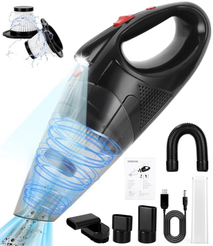 TIDEVAN Handstaubsauger Akku Handstaubsauger, 9000Pa Kabelloser Handstaubsauger, 120W LED Beleuchtung Handstaubsauger mit Waschbar HEPA-Filter, USB Nass&Trocken Handsauger für Haus und Autoreinigung von TIDEVAN