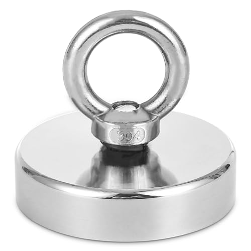 TIDEVAN Magnete Stark,Groß 100kg Neodym-Magnet,1 Stück Durchmesser 60 mm Starker Magnete Schwerlast Neodym Ösenmagnet Magnethaken Magnet Fishing mit Heberinge und Schrauben für Zuhause Werkstatt Rasen von TIDEVAN