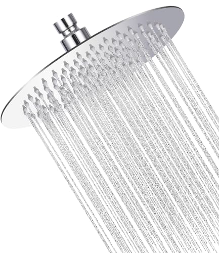 TIDEVAN Regenduschkopf aus Edelstahl 10 Zoll Regendusche Duschkopf Edelstahl 304 Regendusche Duschkopf Kopfbrause Dusche Kopfbrause 360° Verstellbar Duschkopf Regendusche mit Selbstreinigenden Düsen von TIDEVAN