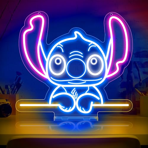 Lilo Stitch Lampe Neon Nachtlicht,Anime Stitch Neon Sign,Led Schild Neonlicht,Led Wanddeko Neon Sign,Wand Game Room,Girls Room Decoration,Geburtstagsgeschenk von TIDRT