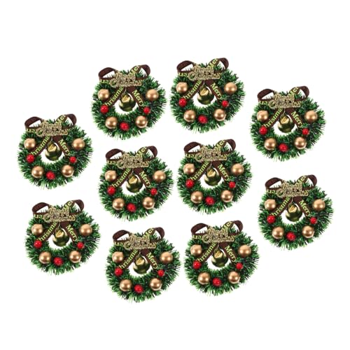 TIDTALEO 10 Stück Teiliges Mini Weihnachtskranz Leichte Hängende Deko mit Schleifen und Glöckchen Wiederverwendbar für Weihnachtsbaum Tür Fenster Wand und Puppenhaus Weihnachtsdeko von TIDTALEO