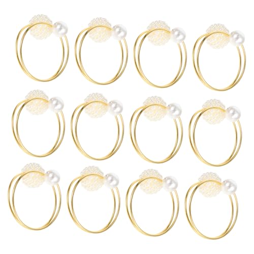 TIDTALEO 12 Stück Napkin Ring mit Künstlichen Perlen Tischdekoration für Hochzeiten Partys Dinner Events Stabiler Metallring für Stilvolle Serviettenhalter von TIDTALEO